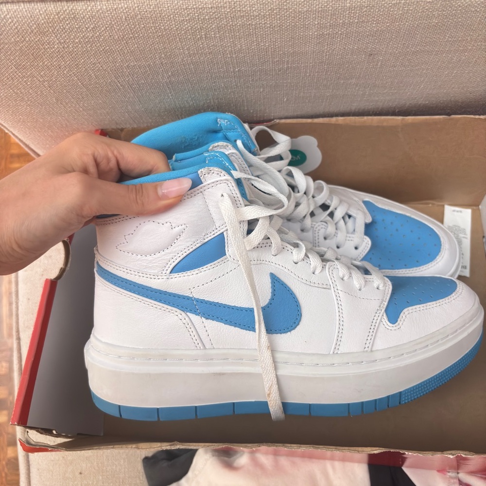 Jordan sWhite and Blue High-Top Sneakers
